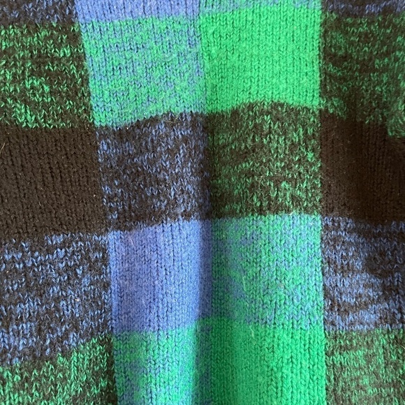 Vintage E.Z. Spirit Wool Blend Checkered Sweater - L - Picture 2 of 4